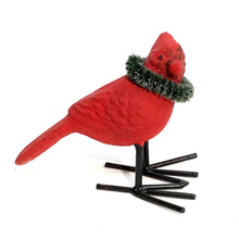 Load image into Gallery viewer, Cast Iron Cardinal W/ Wreath Figurine
