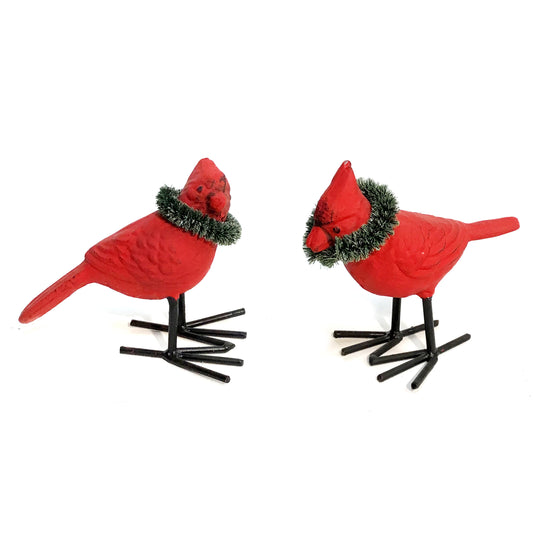 Cast Iron Cardinal W/ Wreath Figurine