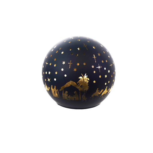 Decor, LED Glass Ball Nativity Scene, 4in
