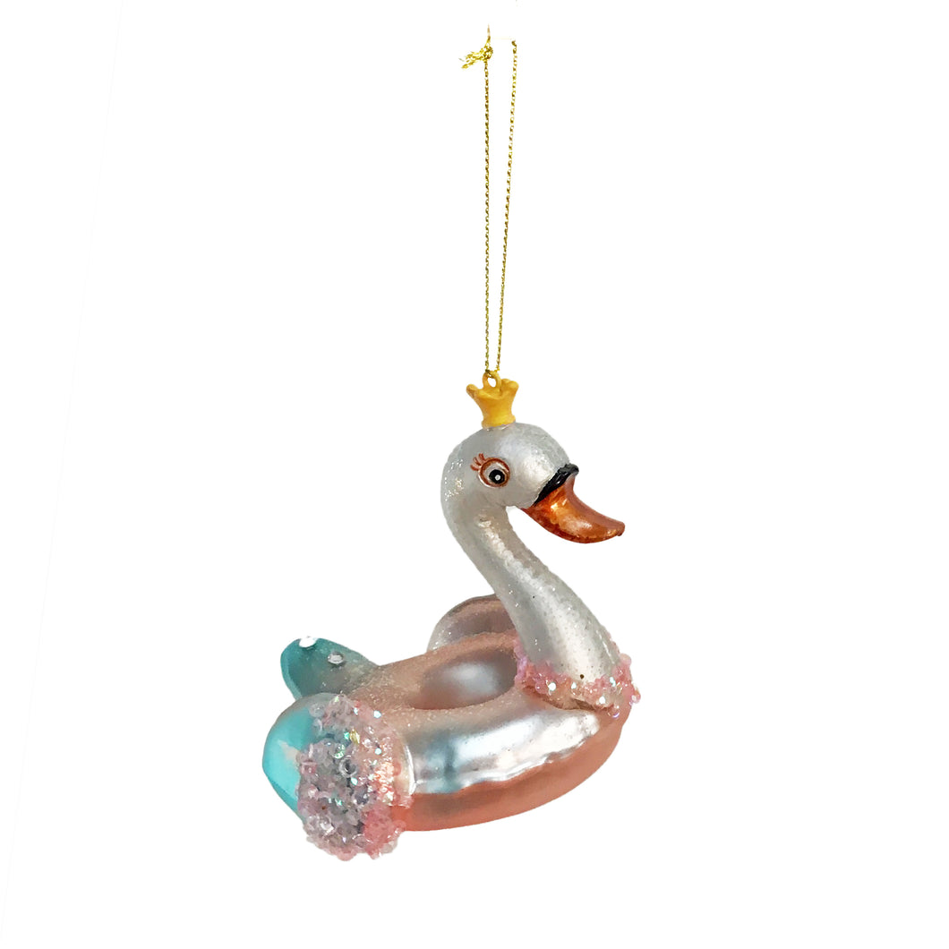 Glass Pool Float W/ Glitter Ornament