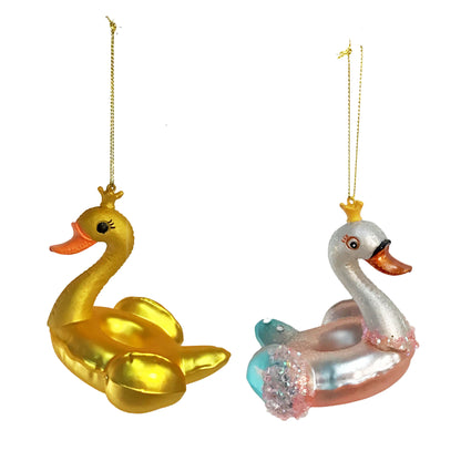 Glass Pool Float W/ Glitter Ornament