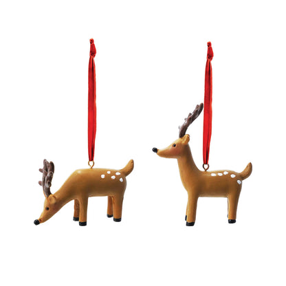 Resin Reindeer Ornament, 2 Assorted