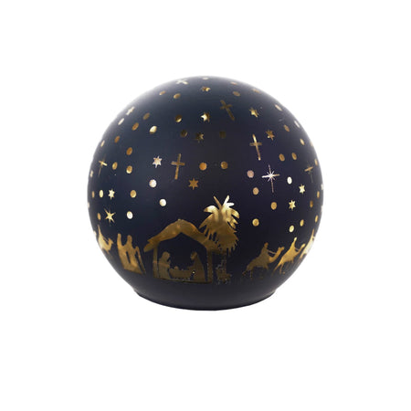 Decor, LED Glass Ball Nativity Scene, 6in