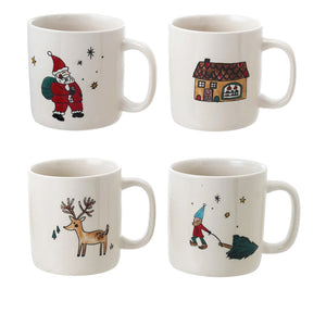 Ceramic Mug, Christmas Design, White, 16oz
