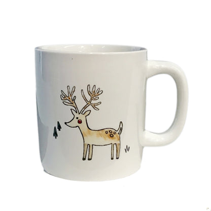 Ceramic Mug, Christmas Design, White, 16oz