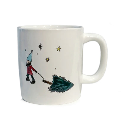 Ceramic Mug, Christmas Design, White, 16oz