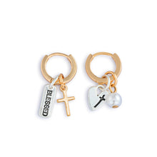 Load image into Gallery viewer, Earrings- Faith Gold Charm
