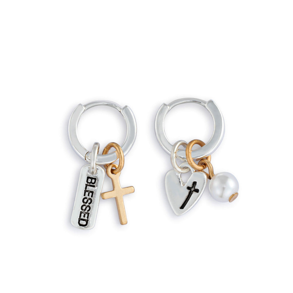 Earrings- Faith Silver Charm