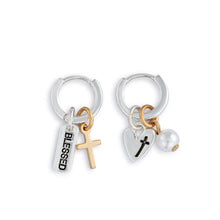 Load image into Gallery viewer, Earrings- Faith Silver Charm
