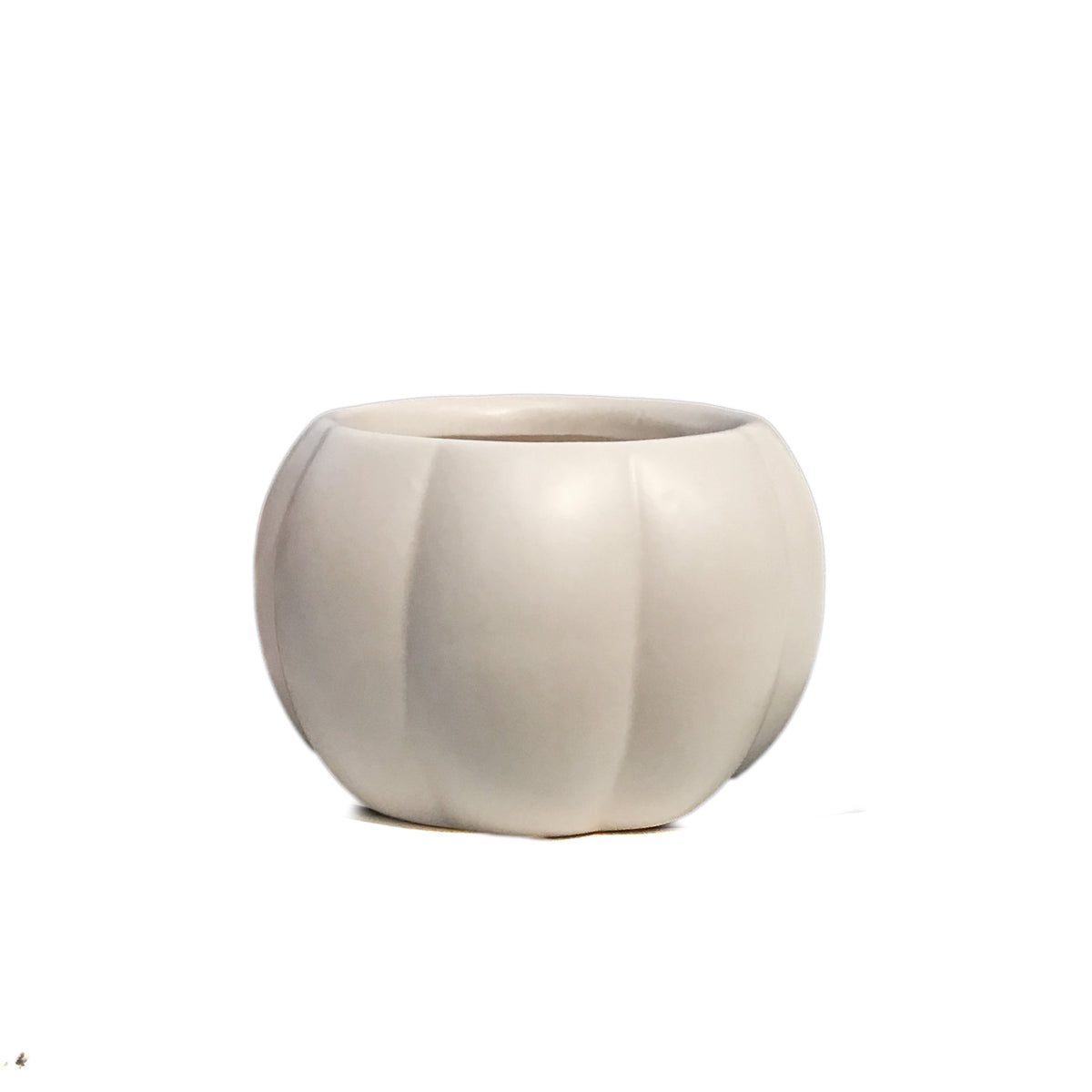 Pot, 3in, Ceramic, Dolomite, Matte White Pumpkin