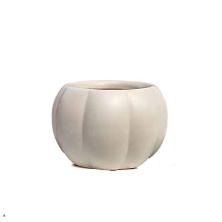 Pot, 3in, Ceramic, Dolomite, Matte White Pumpkin