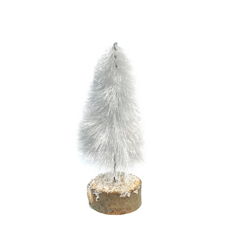 Bottle Brush Tree w/Wood Base,Cream, 6in