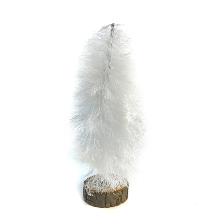 Bottle Brush Tree w/Wood Base,Cream, 8in