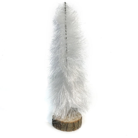 Bottle Brush Tree w/Wood Base,Cream, 10in