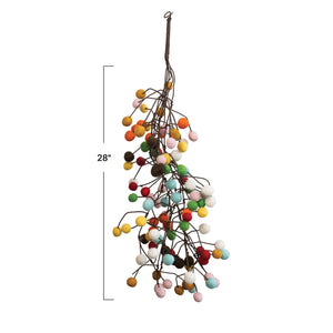 Wire & Wool Felt Pom Pom Branch