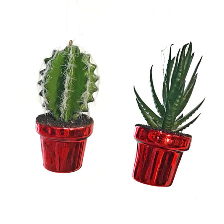 Ornament, Glass Potted Cactus