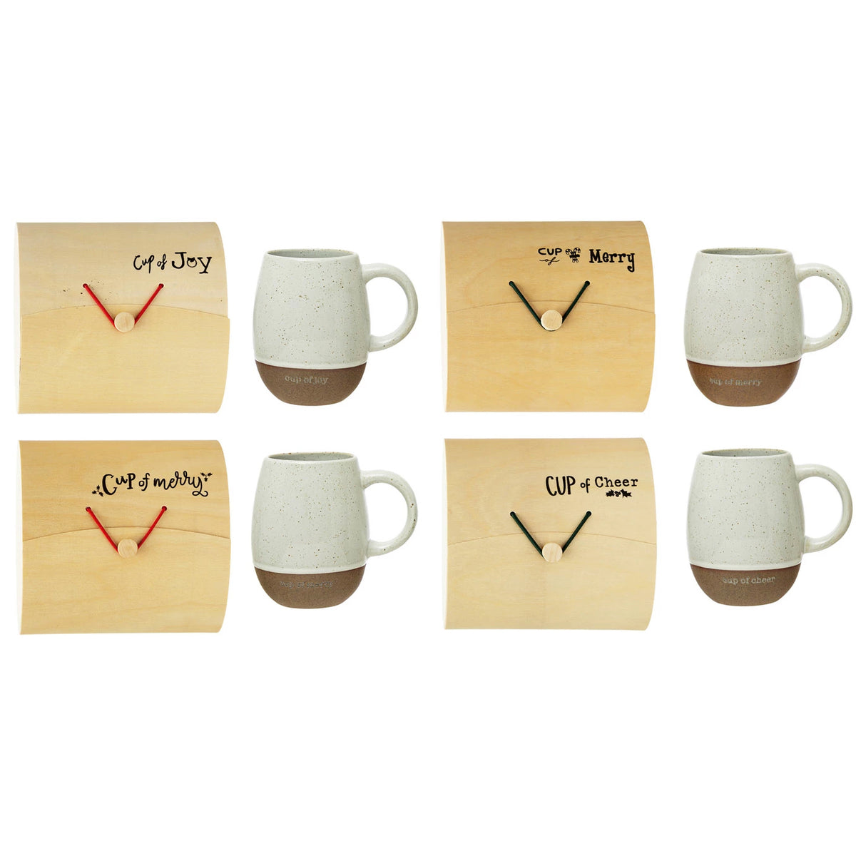 Stoneware Mug w/ Wood Gift Box, 2 Colors, 4 Styles