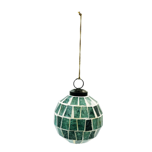 Ornament, Blue/White Glass Moaic