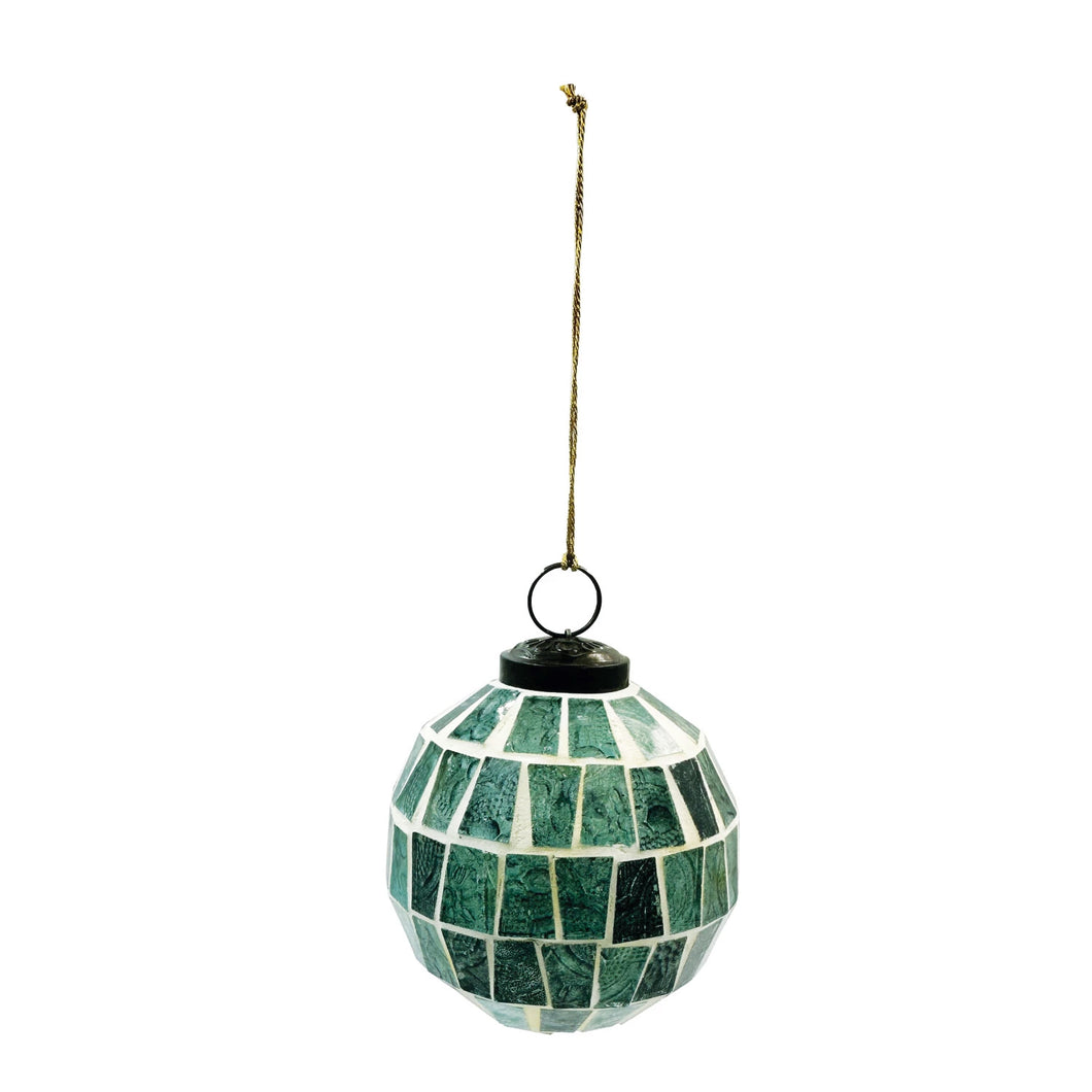 Ornament, Blue/White Glass Moaic