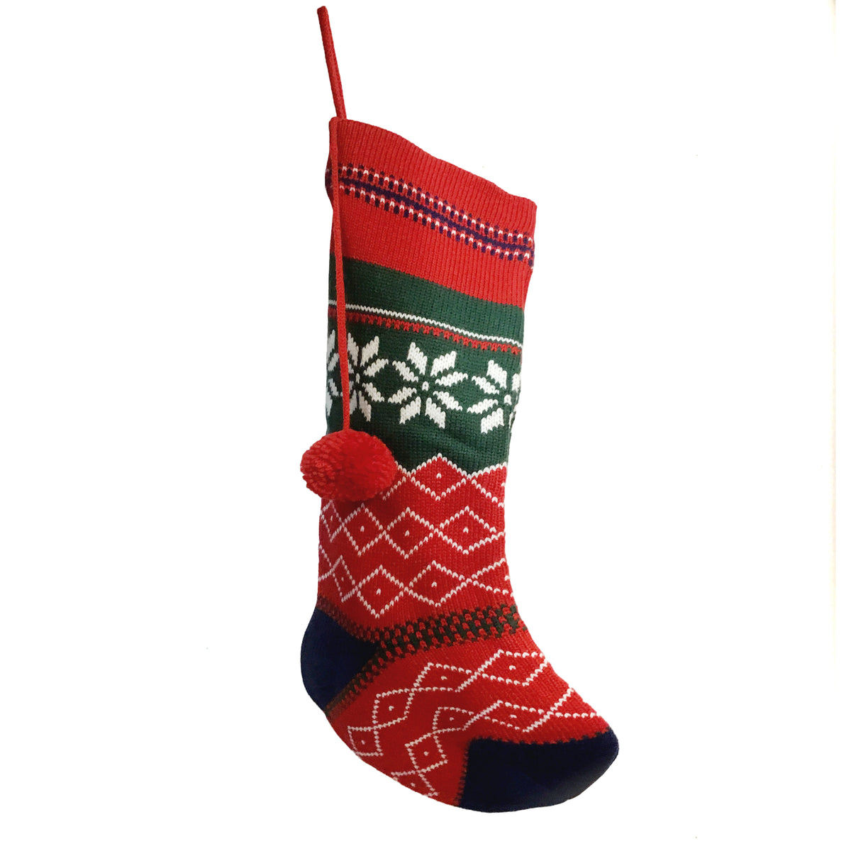 Red/Grn/Wht/Blue Knit Stockings 2 Assorted