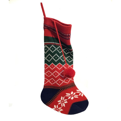Red/Grn/Wht/Blue Knit Stockings 2 Assorted