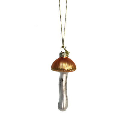 Glass Mushrooom W/ Glitter Ornament, Assorted