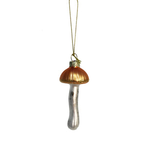 Glass Mushrooom W/ Glitter Ornament, Assorted
