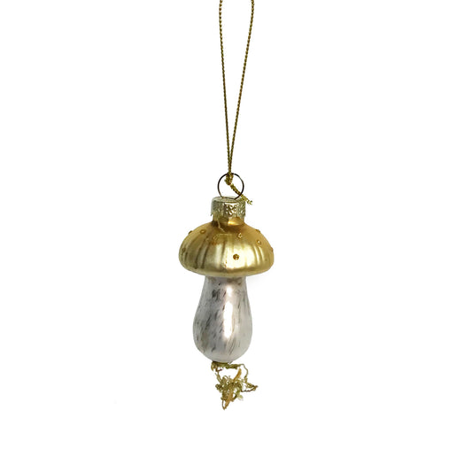 Glass Mushrooom W/ Glitter Ornament, Assorted