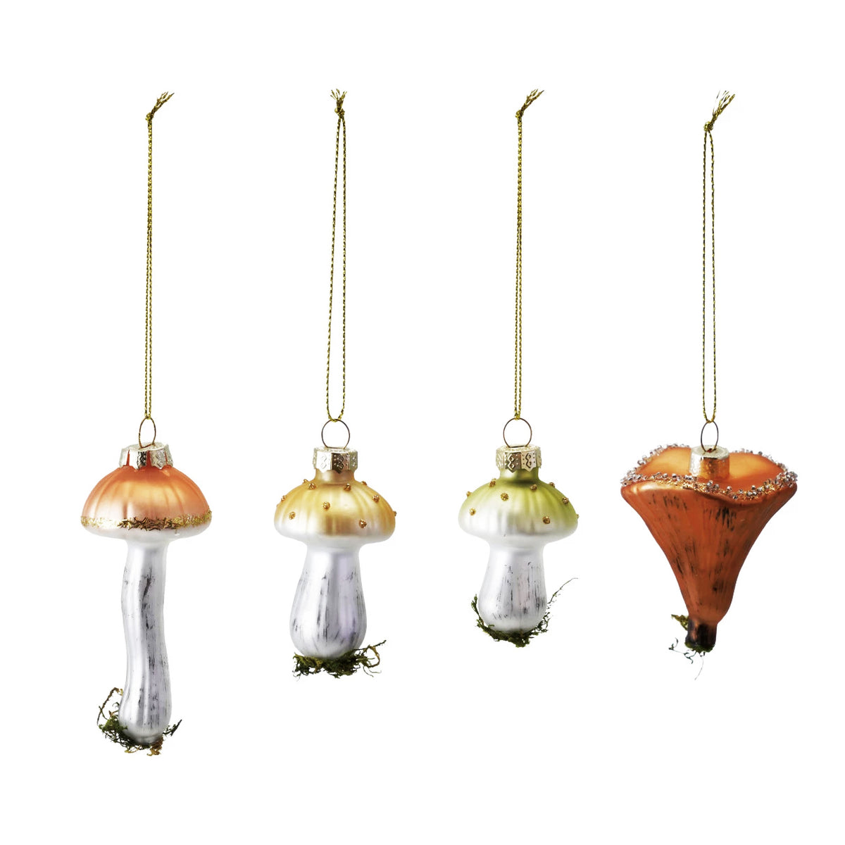 Glass Mushrooom W/ Glitter Ornament, Assorted