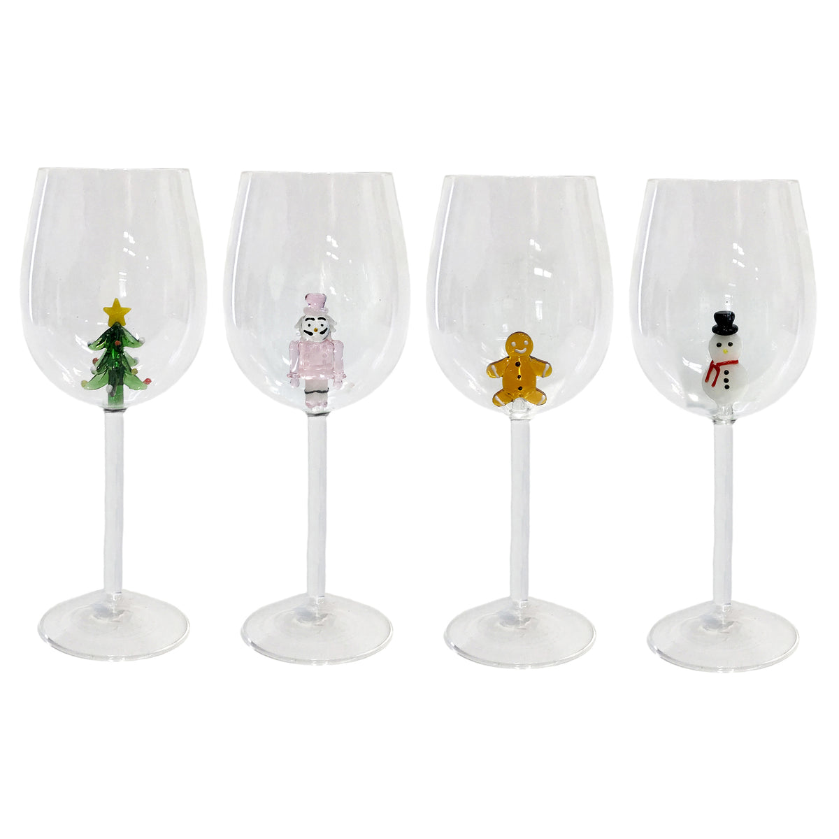 Xmas Icons Stemless Wine Glass, Set of 4
