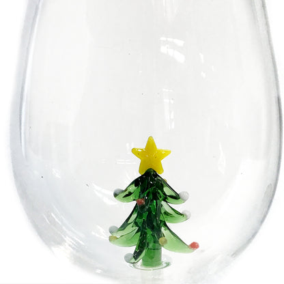 Xmas Icons Stemless Wine Glass, Set of 4