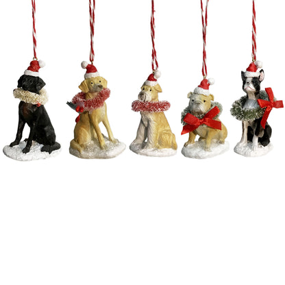Ornament, Resin, Dog W/ Wreath