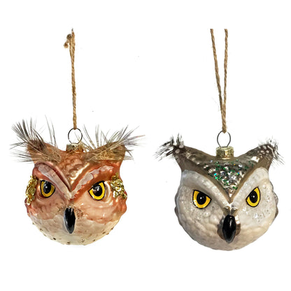 Ornament, Glass Owl Head