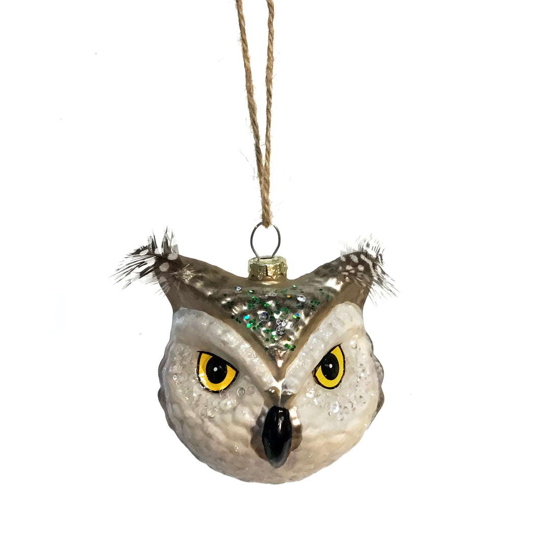 Ornament, Glass Owl Head