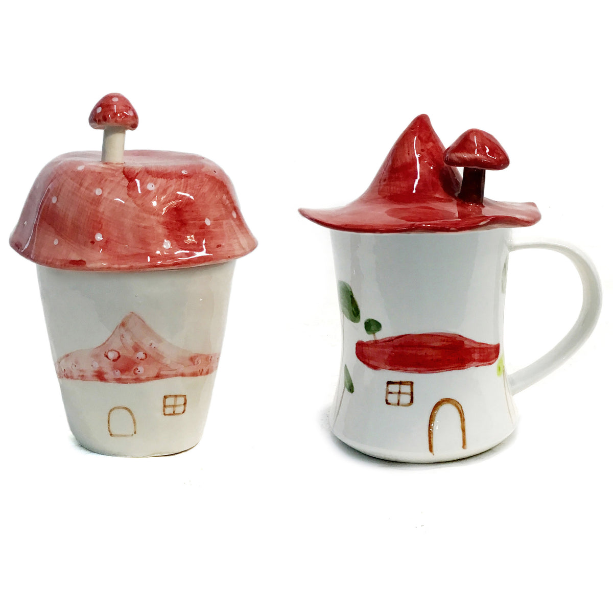 Ceramic Mushroom Mug W/ Lids, 2 Styles