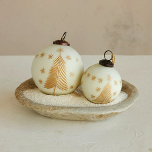Stars/Tree Glass Etched Ball Ornament