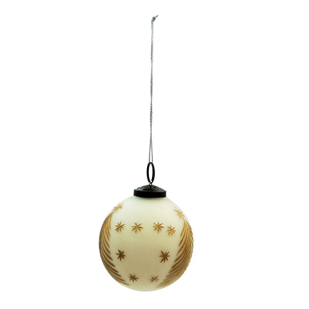Stars/Tree Glass Etched Ball Ornament