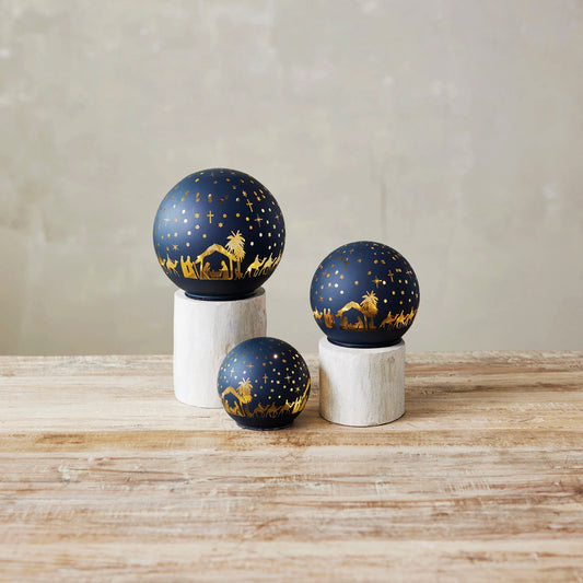 Decor, LED Glass Ball Nativity Scene