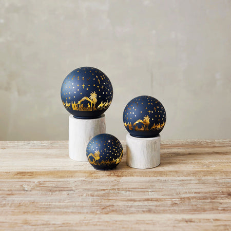 Decor, LED Glass Ball Nativity Scene