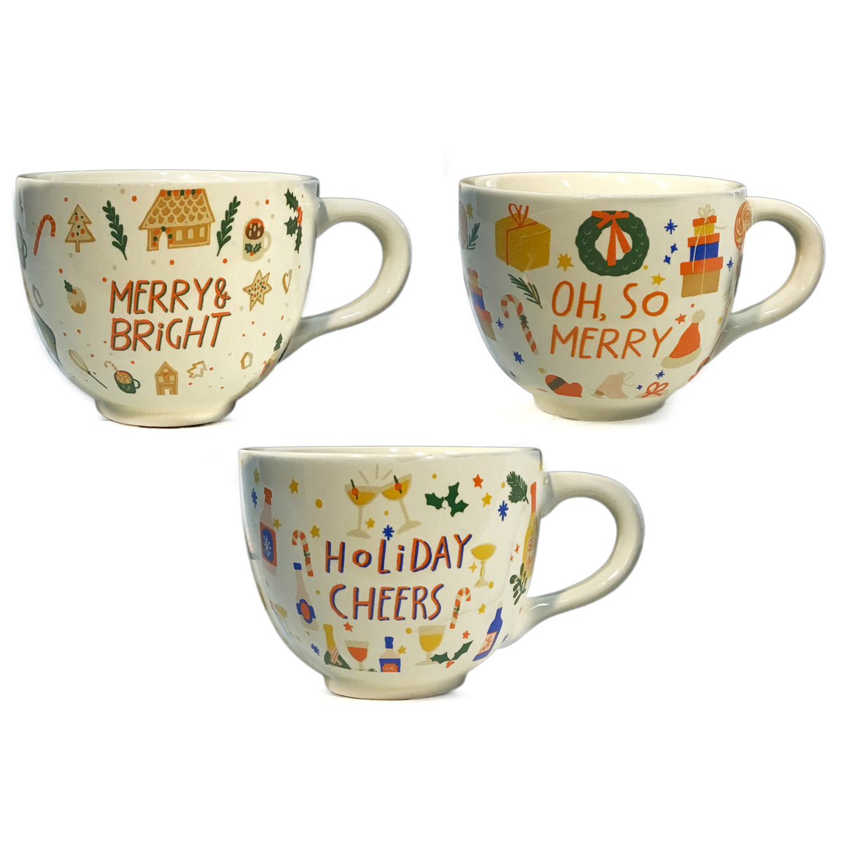 Stoneware Mug with Holiday Sayings, 10oz