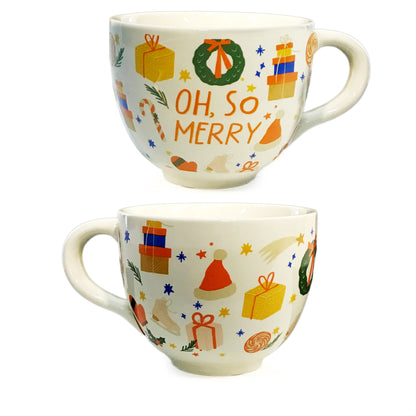Stoneware Mug with Holiday Sayings, 10oz