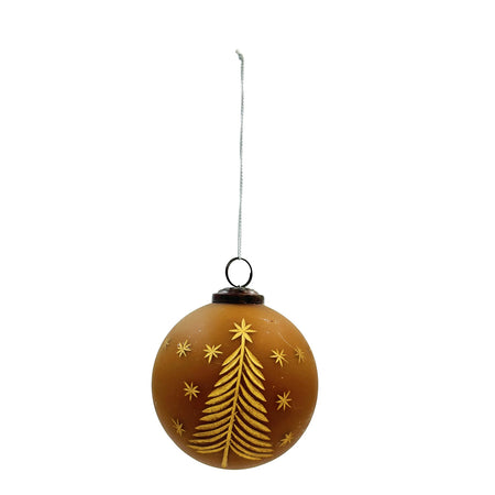 Stars/Tree Glass Etched Ball Ornament