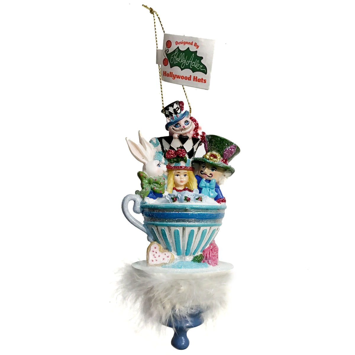 Ornament, Holly Hats - Alice & Friends Tea Party