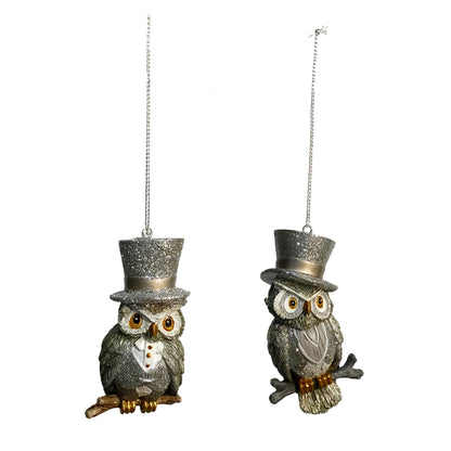 Ornament, Platinum Owls