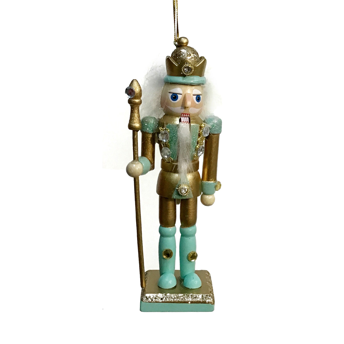 Ornament, Aqua/Gold Nutcrackers