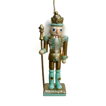 Ornament, Aqua/Gold Nutcrackers
