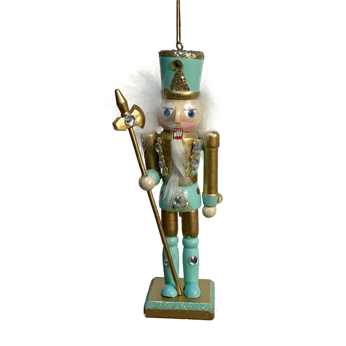 Ornament, Aqua/Gold Nutcrackers