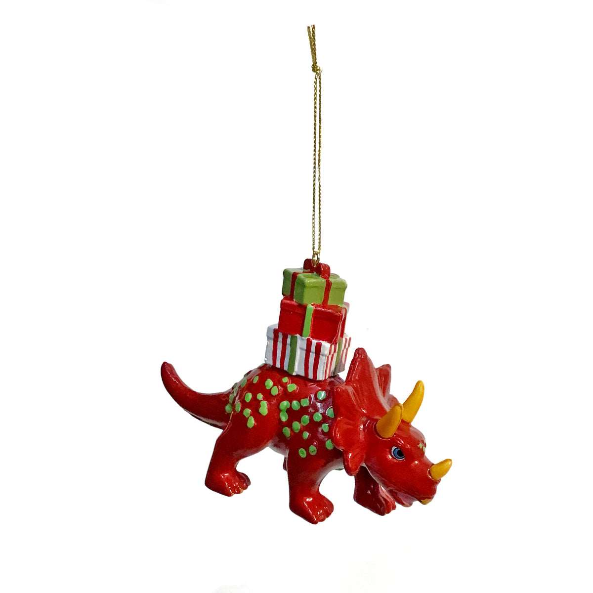 Ornament, Christmas Dinos W/ Gifts