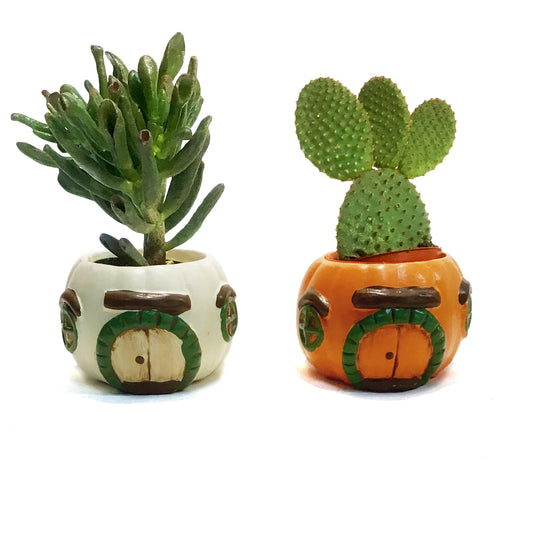 Pot, 2in, Ceramic,Pumpkin Fairy House