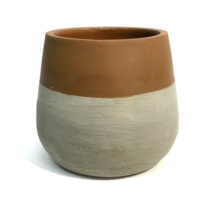 Pot, 6in, Terracotta/Cement, Two-Toned